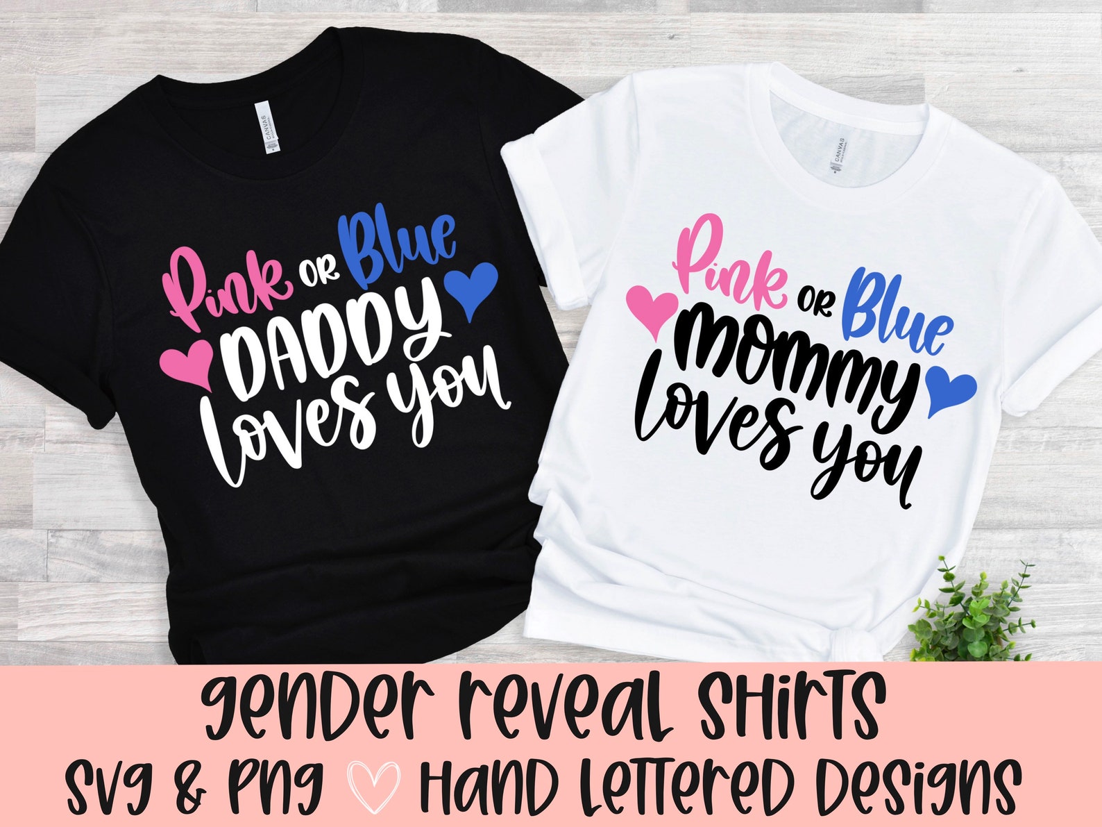 Gender Reveal Shirts Svg Pink or Blue Mommy Loves You Daddy Etsy