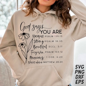God zegt dat je svg bent, inspirerende svg, christelijke svg png, christelijke t-shirt svg, affirmaties svg, bijbelvers svg, geloofssublimatie png