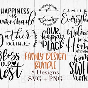 Paquete de letreros familiares svg escritos a mano / paquete de letreros de granja rústica svg / citas de granja svg / corona de apellido familiar svg / archivos svg familiares