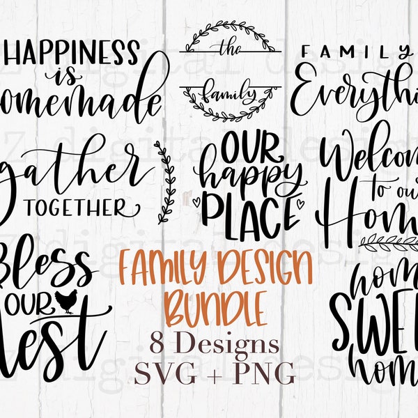 Family sign svg bundle hand lettered | rustic farmhouse svg bundle | farmhouse quotes svg | family last name wreath svg | family svg files