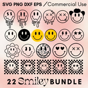 Smiley face svg, smiley svg, drippy smiley svg, melting smiley svg, checkered smiley svg, happy face svg, emoji svg, trendy svg png cut file