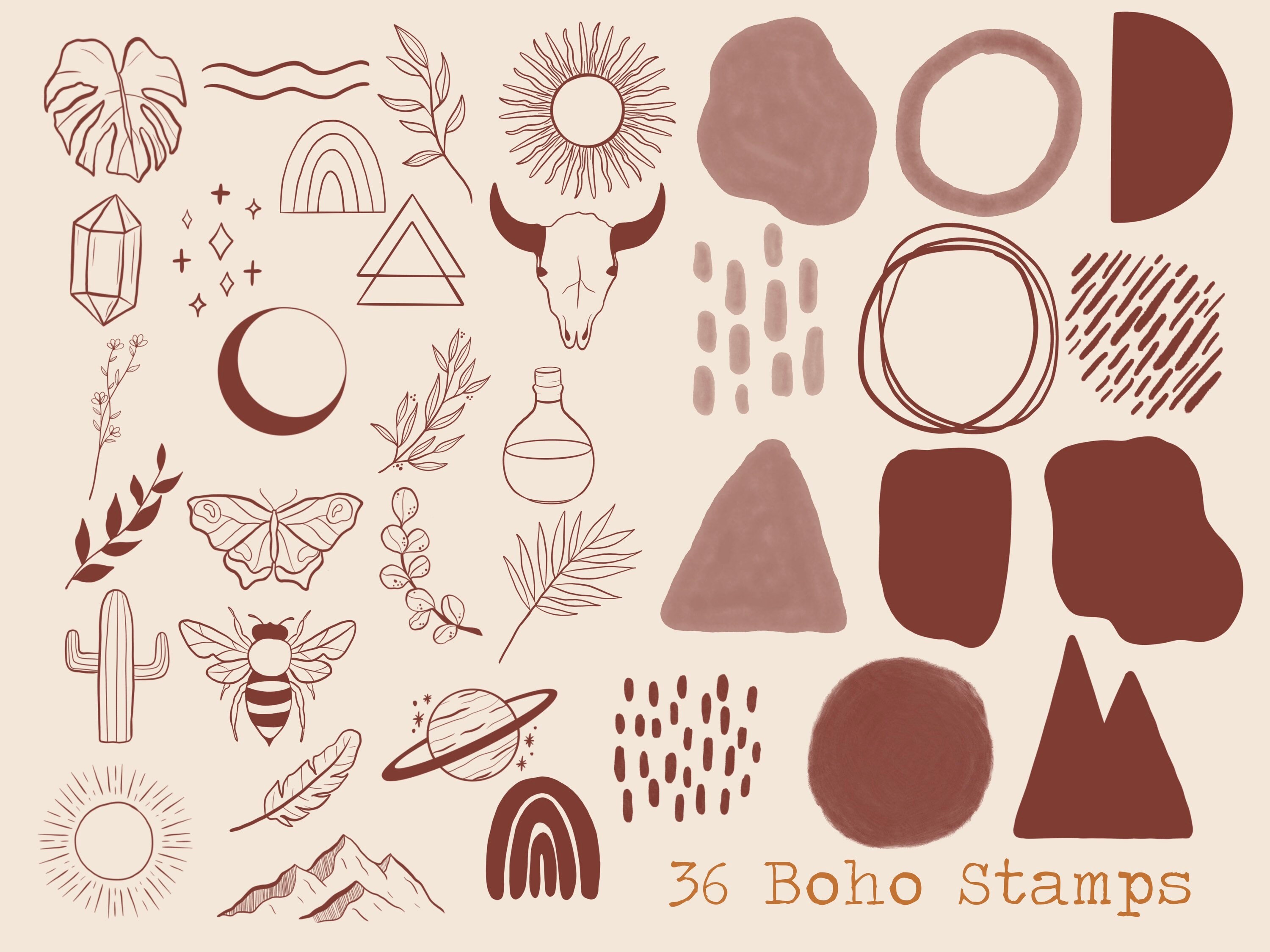 Boho Procreate Stamps Abstract Procreate Stamps Doodle | Etsy