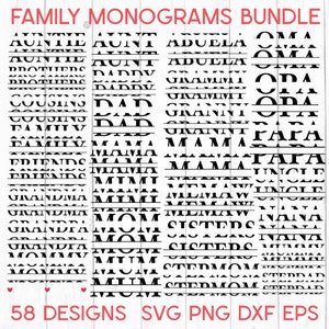 Familienname Monogramm svg Bündel, Mama Monogramm svg, Familienmonogramm svg, Muttertags svg, Vatertags svg, Familien svg, Mama Monogramm svg