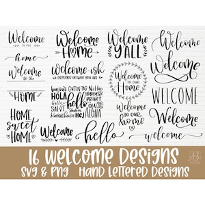 Lot de bienvenue svg avec inscription manuscrite | signe de bienvenue svg | bienvenue chez nous svg | signe de ferme svg | bienvenue svg | Fichier png de bienvenue