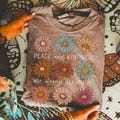 Peace and Kindness PNG, floral png, flower sublimation png, boho flower png, floral shirt design png, daisy png, retro flower saying png,