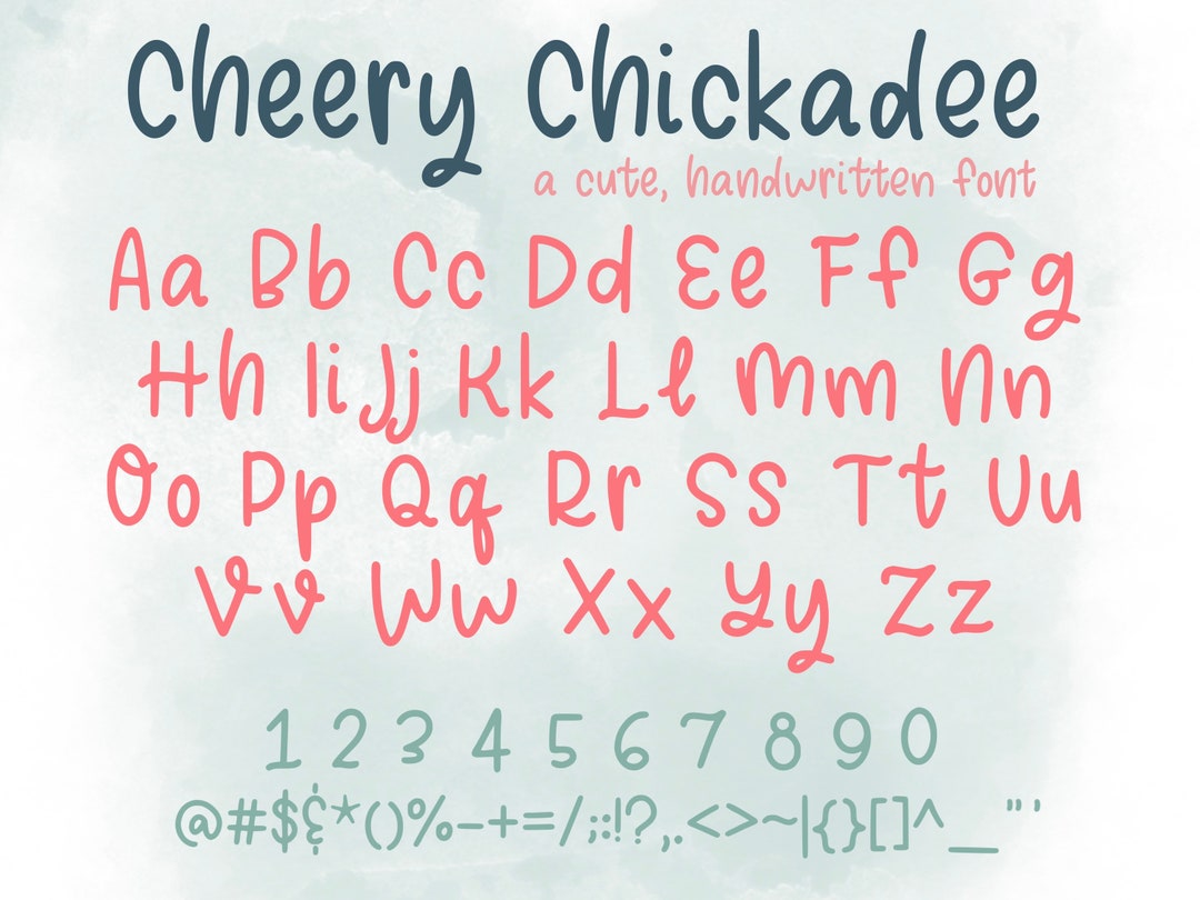 Cheery Chickadee Font, a Cute Handwritten Font | Quirky Font | Svg Font ...