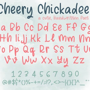 Cheery Chickadee fuente, una fuente linda manuscrita / fuente peculiar / fuente svg / fuente para cricut / uso comercial / fuente dibujada a mano / fuente doodle