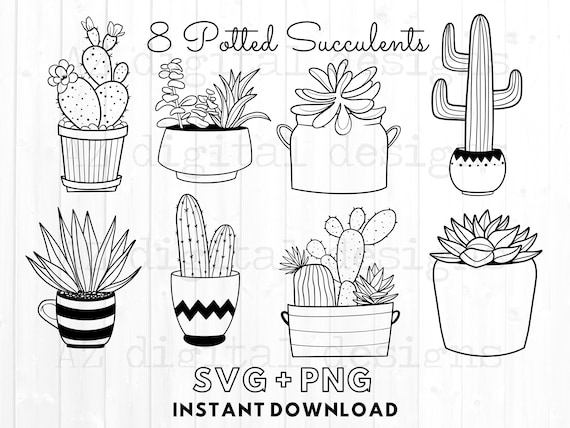 Download Cactus Pots Svg Bundle Succulents Svg