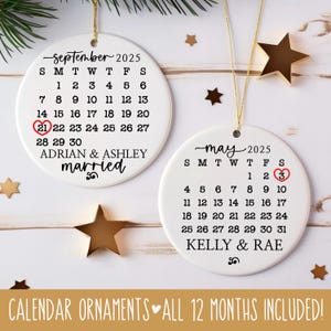 Enfeite de casamento 2025 svg, primeiro natal svg, enfeite de calendário svg, data do casamento svg, presente de noivado svg, enfeite personalizado svg, recém-casado