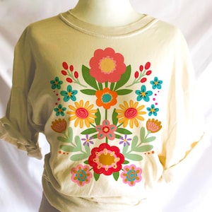 Boho florals png, art folklorique fleurs png, fleur rétro png, png floral vintage, chemise à fleurs, png en détresse, sublimation de bouquet de fleurs sauvages