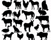 Farm Animal SVG bundle, farm svg, farmer svg, animal silhouette svg, chicken svg, farm clipart, horse svg, cow svg, animal cut file, png dxf