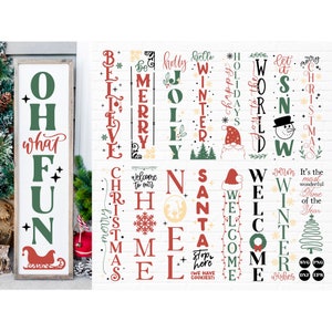 Bundle de signe de porche de Noël, svg de signe de porche vertical de Noël, svg de signe de bienvenue de Noël, svg de Noël, svg de signe de porche d'hiver, png