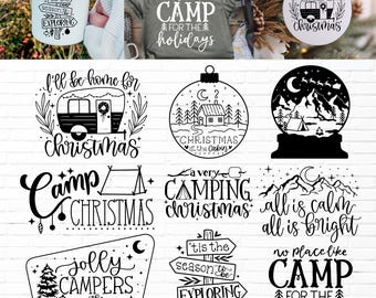 Camping and adventure Christmas holiday design bundle - hand lettered! :)