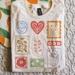 Wunderliche Vintage Blumen im Linoldruck Stil PNG und SVG, handgezeichnete Volkskunst Blumen Stempel Design