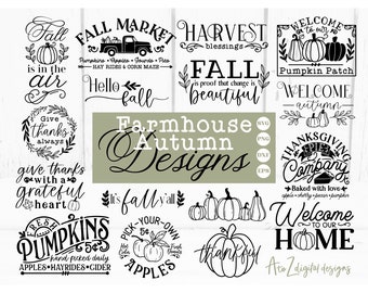 Rustic Farmhouse Fall svg bundle, autumn sign svg, fall svg, pumpkin patch svg, thanksgiving svg, farm fresh svg, porch sign svg, cut file