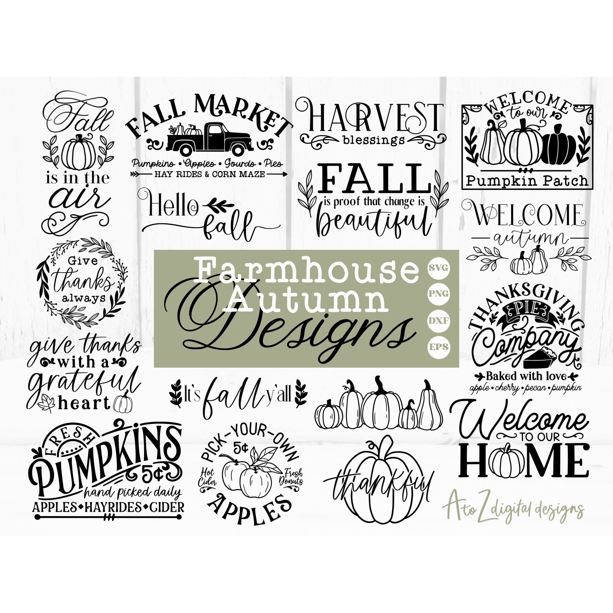 Rustic Farmhouse Fall Svg Bundle, Autumn Sign Svg, Fall Svg, Pumpkin ...