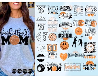 Pacchetto svg mamma cestista, svg basket, modello squadra basket svg, giorno partita svg, monogramma basket svg, basket retrò svg, png