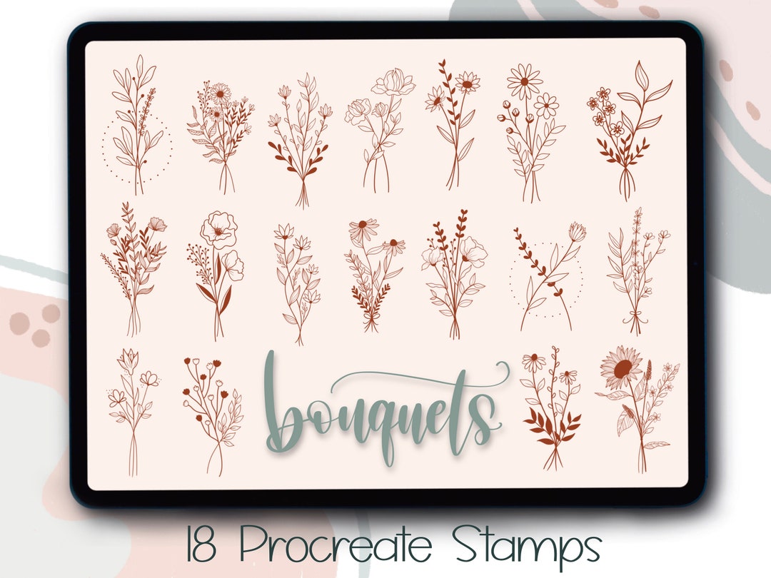 Flower Bouquet Procreate Stamps | Floral Procreate Stamps | Botanical ...