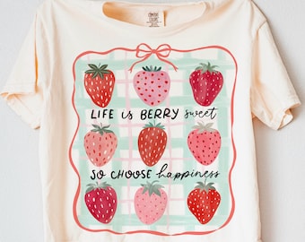 Life is berry sweet strawberry png, berry png, coquette strawberry png, inspirational png, strawberry png, summer png, trendy png, tshirt