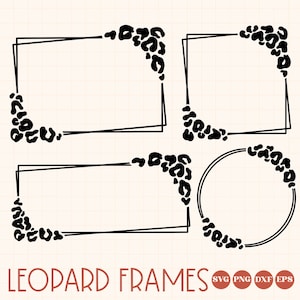 Luipaard print frame SVG-bundel, cheetah print grens svg, luipaard print krans svg, cirkelframe svg, vierkant frame svg, animal print svg