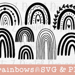 Boho rainbow svg bundle | rainbow svg | rainbow clipart | rainbow with heart svg | boho svg | pastel rainbow svg | rainbow cut file png