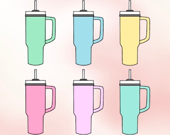 Clipart SVG inspirado en la Copa Stanley, SVG de taza de refresco, SVG de vaso, pegatina de la Copa Stanley PNG, SVG de moda, SVG de trastorno obsesivo de la copa PNG