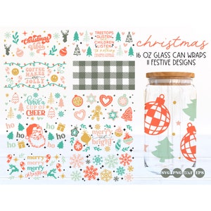 Weihnachtliche Glasdosen svg, Cup wrap svg, libbey can svg, Glasdose svg, Weihnachtssvg, Weihnachtssublimation png, Weihnachtslibbey svg