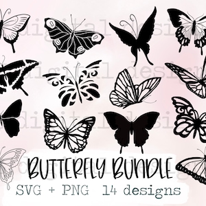 Lot svg papillon | papillon svg png | clipart papillon | papillon monarque svg | papillons svg | pochoir papillon