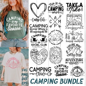 Paquete de svg de camping, svg de campamento, svg de aventura, svg de verano, svg de camping boho, svg de camisa de camping, svg de vida de campamento, svg al aire libre, svg de campista png