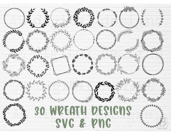 Kranz svg Bundle | Kreis svg Bundle | Blumenkranz svg | Herz Lorbeerkranz svg | Hochzeit Kranz svg | Kranz Monogramm svg Kreis Rahmen