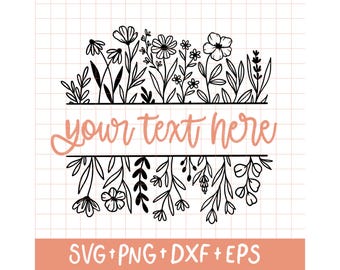 Puede incluir: Diseño de arte de línea en blanco y negro de una corona floral con el texto "your text here" en el centro. El diseño es perfecto para crear letreros personalizados, tarjetas y otras manualidades.