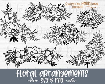 Flower svg bundle | floral arrangement svg | floral svg | wildflower svg | floral border svg | bouquet svg | flower border svg | flower png