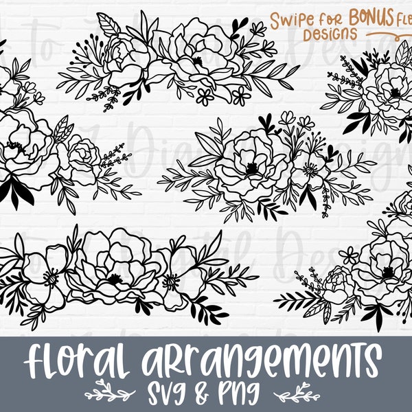 Flower svg bundle | floral arrangement svg | floral svg | wildflower svg | floral border svg | bouquet svg | flower border svg | flower png