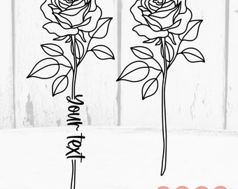 Rose naam frame SVG, bloem met tekst SVG, Rose SVG, Rose monogram SVG, Valentijnsdag SVG, bloem frame SVG, gepersonaliseerde naam bloem SVG