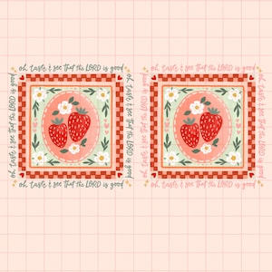 Jordgubb "Smaka och se" blommig png, bibelvers png, kristen png, inspirerande png, jordgubb png, sommar png, trendig png, t-shirt bild 3