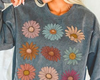 Retro flower png, floral png, flower sublimation png, boho flower png, floral clipart png, floral shirt design png, trendy png, daisy png