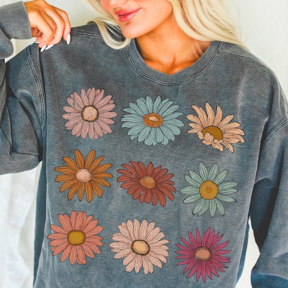 Retro flower png, floral png, flower sublimation png, boho flower png, floral clipart png, floral shirt design png, trendy png, daisy png