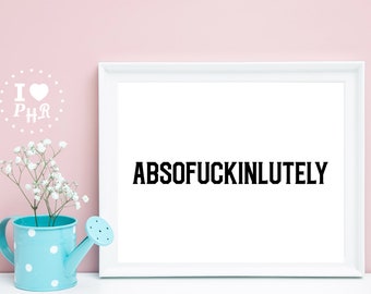 Printable Wall Art - Room Decor - Instant Download - Funny Quote - Absofuckinlutely
