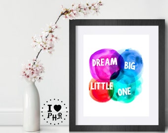 Dream Big Little One Printable Art Print Pink and Gold - Etsy