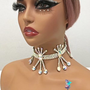 Gargantilla de pedrería, collar de baile, collar de salón, joyería de pedrería, joyería de baile, joyería de salón de baile, joyería de baile de salón