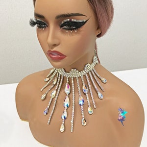 Gargantilla de pedrería, collar de baile, collar de salón, joyería de pedrería, joyería de baile, joyería de salón de baile, joyería de baile de salón