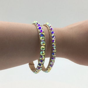 Rhinestone Dance Bracelet: Sparkly Crystal Ballroom Jewelry (Set of 4)