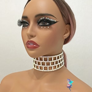 Gargantilla de pedrería, collar de baile, collar de salón, joyería de pedrería, joyería de baile, joyería de salón de baile, joyería de baile de salón