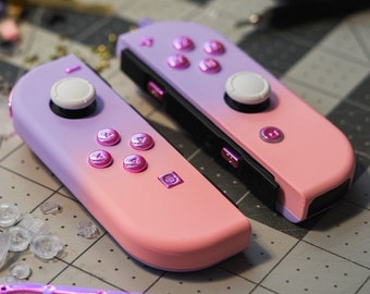 Joy-Con Mod Custom Nintendo Switch Controllers Purple To Pink Gradient With Chrome Pink Buttons