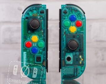 CLEAR Joy-Con Custom Nintendo Switch Controllers Clear Teal Retro N64