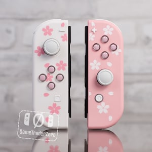 Sakura Flower Joy-Cons: Pink Heart Candy Buttons, Custom Nintendo Switch Controller