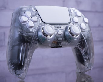 Clear PS5 Controller Mod with White Buttons
