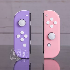 Pastel Joy-Cons Custom Nintendo Switch Controllers Purple and Pink with White Buttons