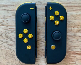 Custom Nintendo Switch Joy-Con Controllers Black with Gold Buttons