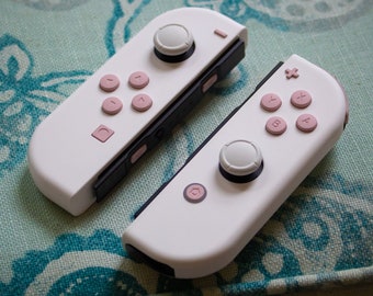 Custom JoyCons Nintendo Switch Joy-Con Controller Mods White with Pink Buttons